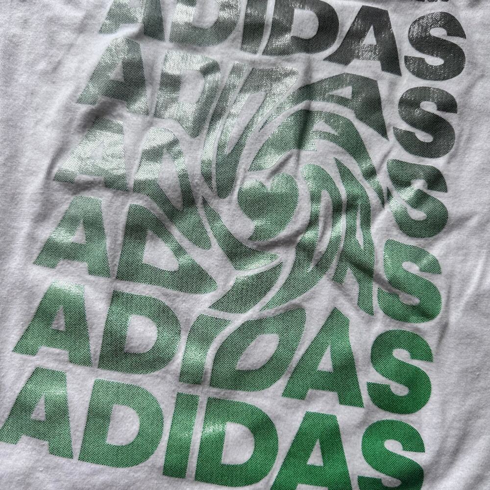 Adidas Girls Small White Logo Athletic Tee Shirt - Picture 3 of 3